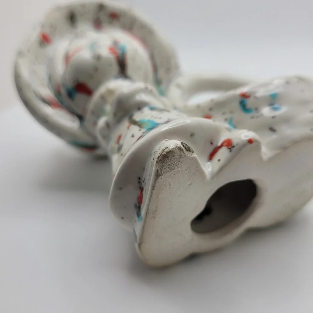 Vintage Holly‎ Hobbie and Robby Napkin Ring Figurine Set Ceramic Rainbow Speckle